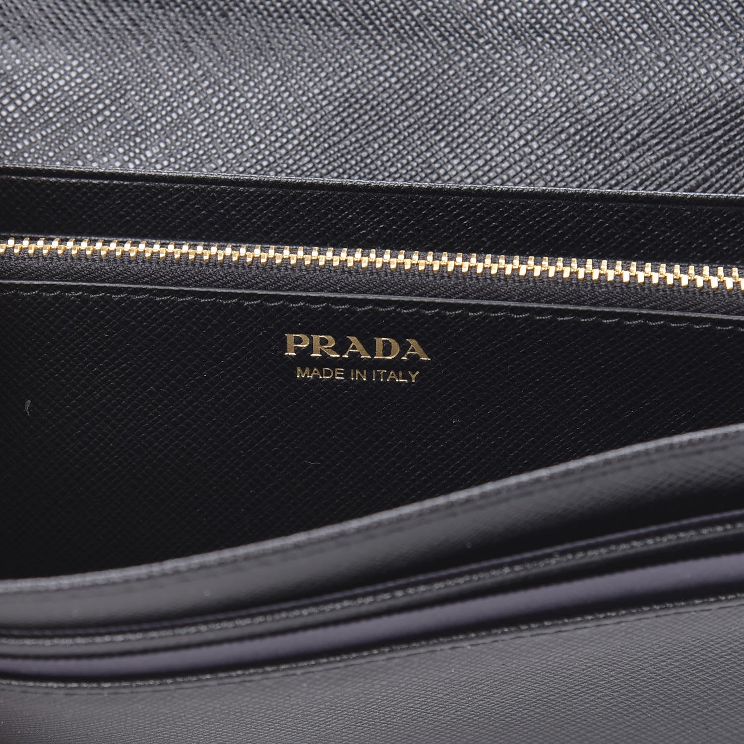 Prada Saffiano Metal Bar Continental Flap Wallet Black 7 of 9