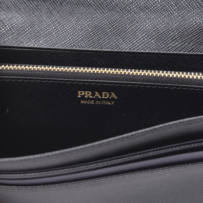 Prada Saffiano Metal Bar Continental Flap Wallet Black 7 of 9
