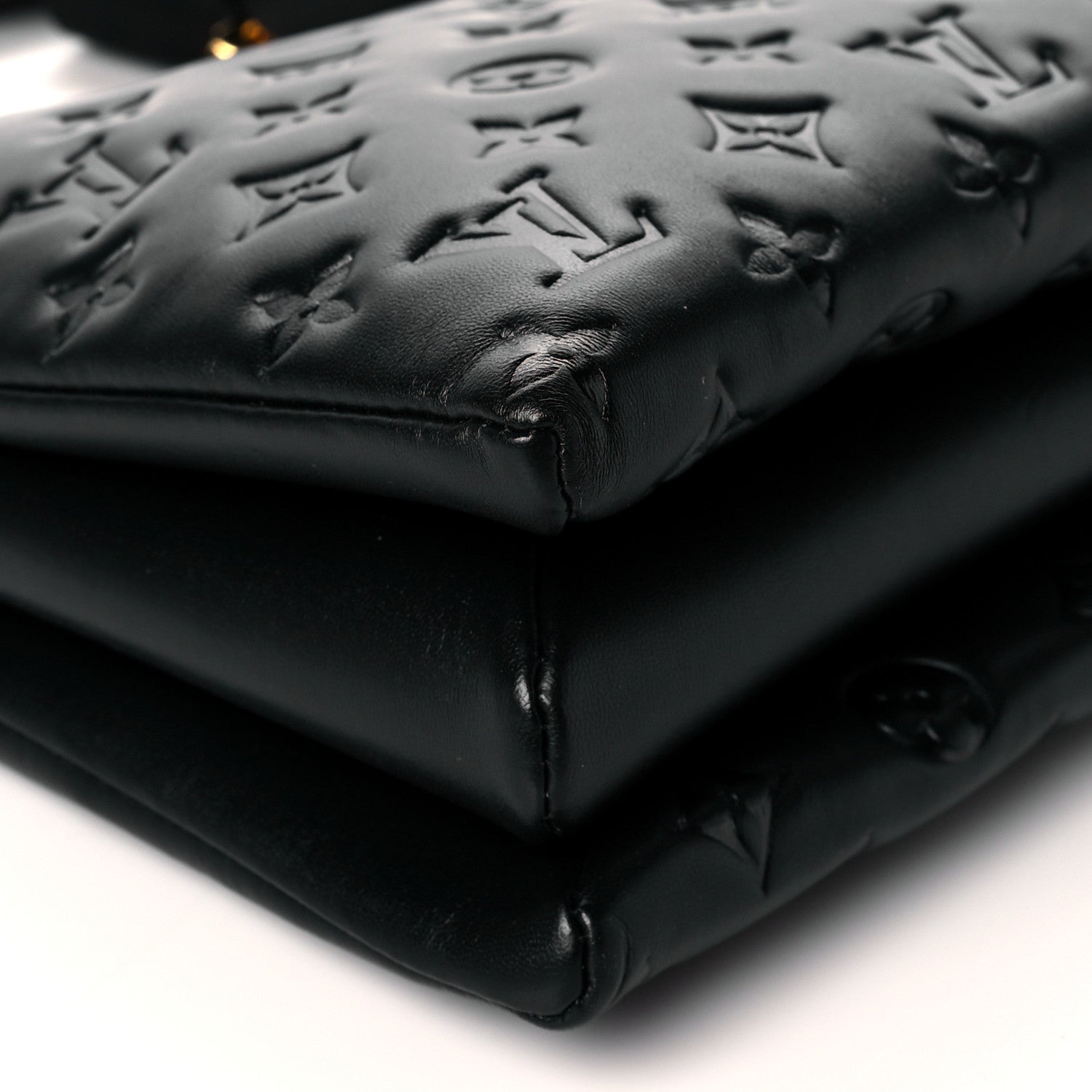 Louis Vuitton Lambskin Embossed Monogram Coussin MM Black 9 of 10