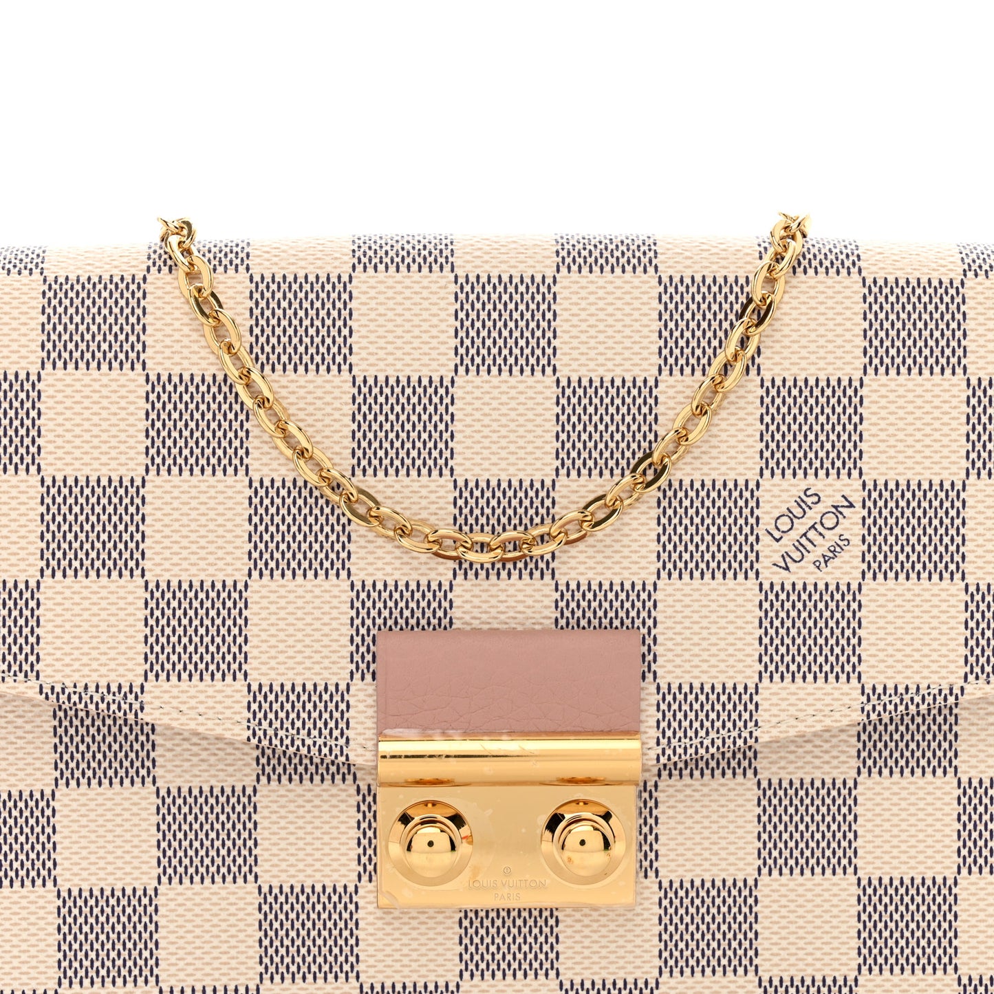 Damier Azur Croisette Chain Wallet Rose Ballerine