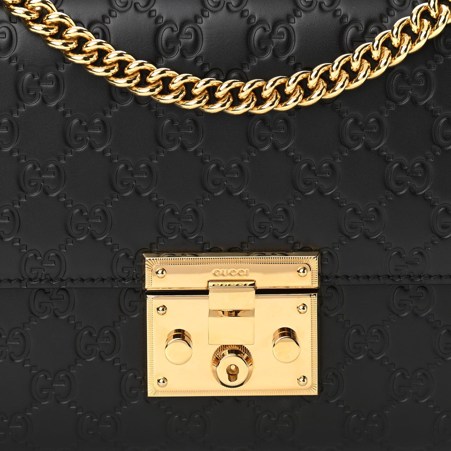 Guccissima Medium Padlock Shoulder Bag Black