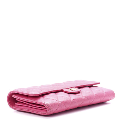 Chanel Caviar Quilted Large Gusset Flap Wallet Pink 4 of 13