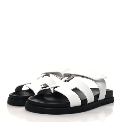 Hermes Calfskin Womens Chypre Sandals 37.5 White 3 of 9