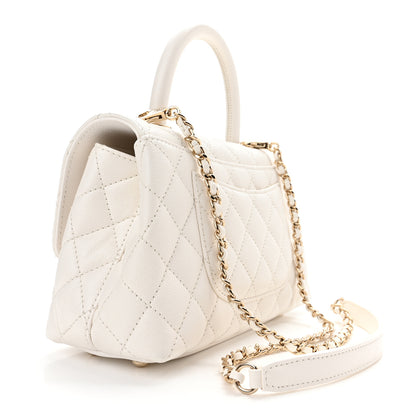 Chanel Caviar Quilted Mini Coco Handle Flap White 2 of 10