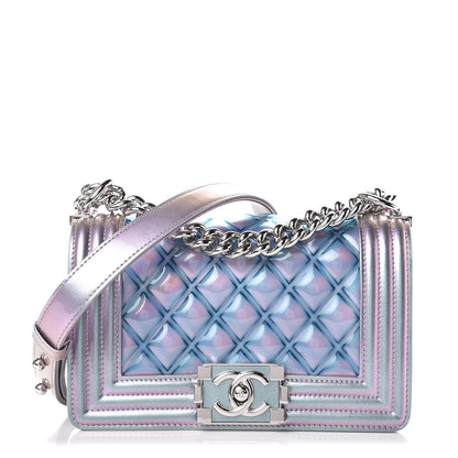 Chanel Iridescent Patent Calfskin PVC Quilted Small Boy Flap Light Purple 1 of 10