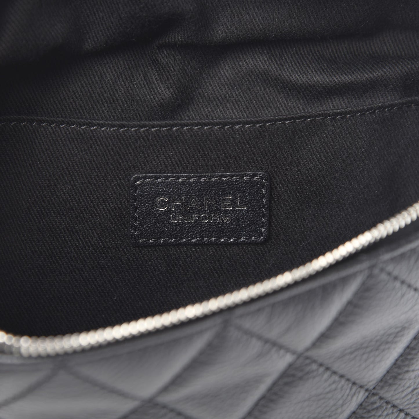 Grained Calfskin Quilted Waist Belt Bag Black