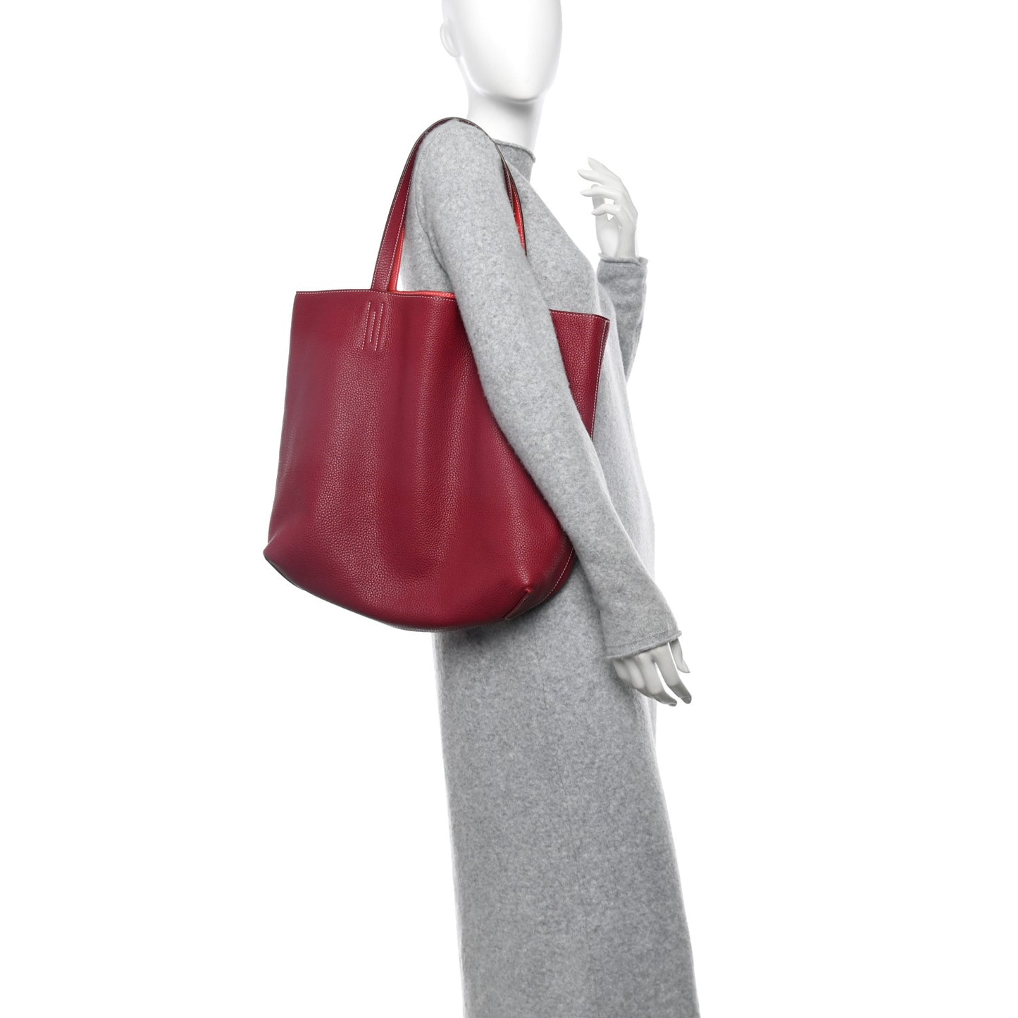 Taurillon Clemence Double Sens 45 Reversible Tote Rubis Bougainvillea
