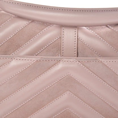 Saint Laurent Calfskin Suede Matelasse Chevron Medium Monogram College Bag Rose Poudre 13 of 13