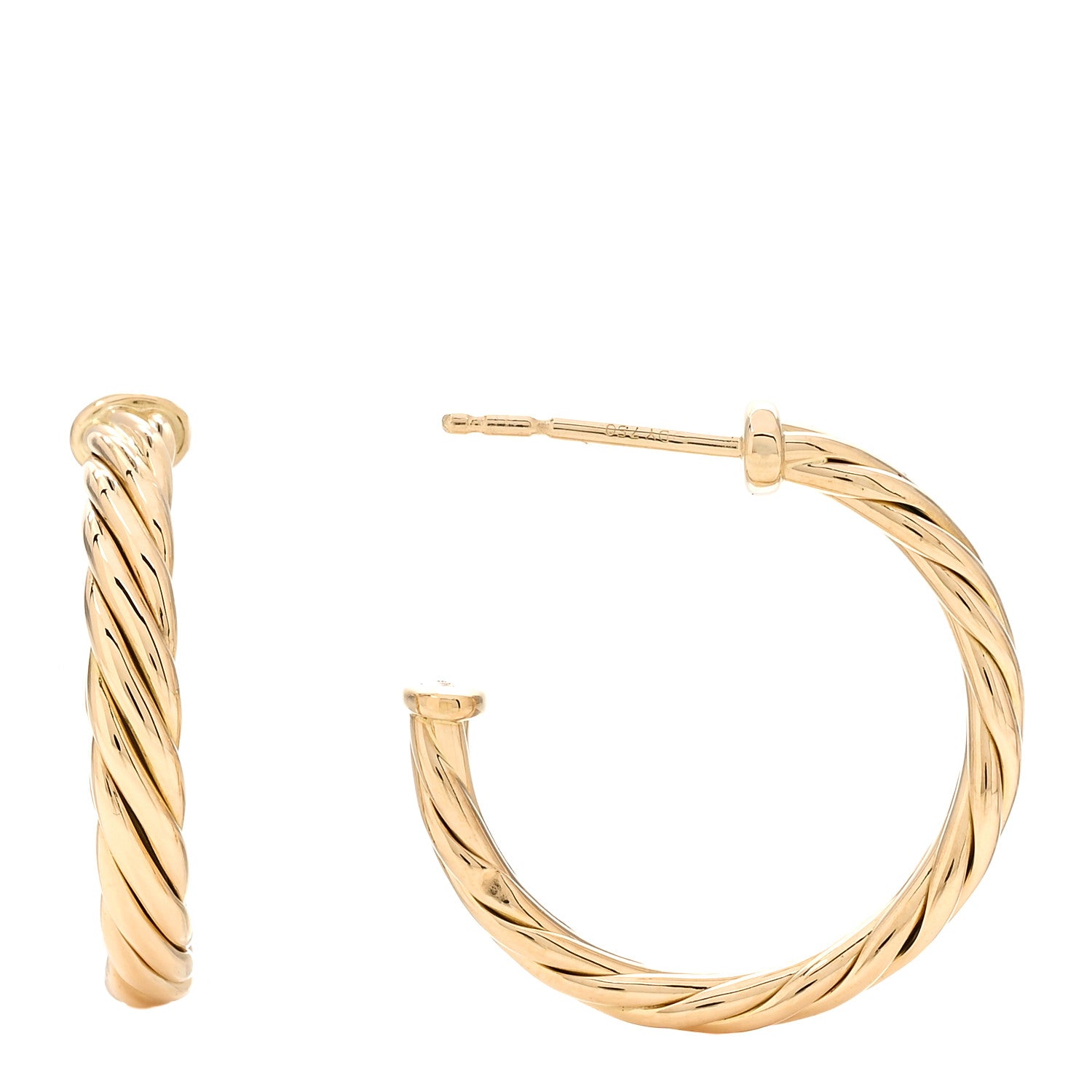 David Yurman 18K Yellow Gold Mini Cablespira Hoop Earrings 1 of 4