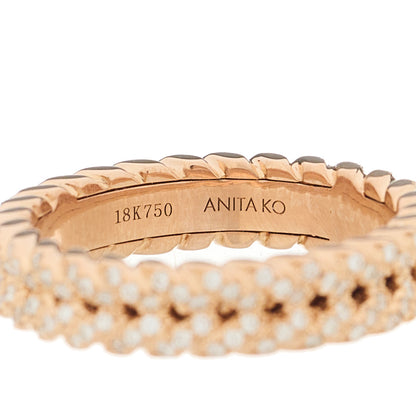 Anita Ko 18K Rose Gold Diamond Braided Ring 54 7 4 of 5