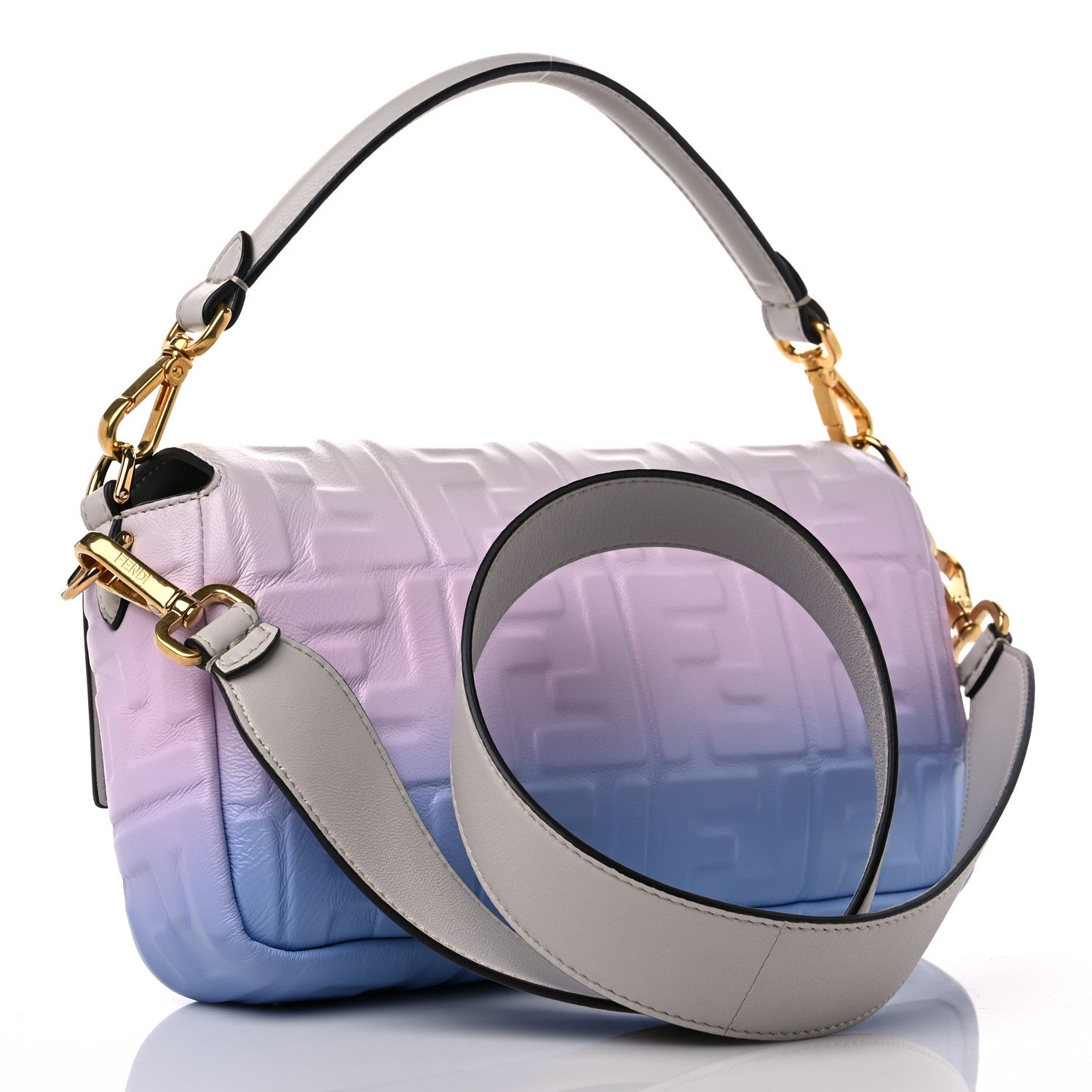 Fendi Nappa FF 1974 Embossed Baguette Pink Multicolor 3 of 9