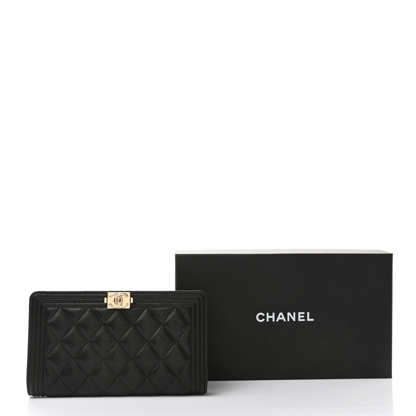 Caviar Quilted Boy Yen Wallet Black