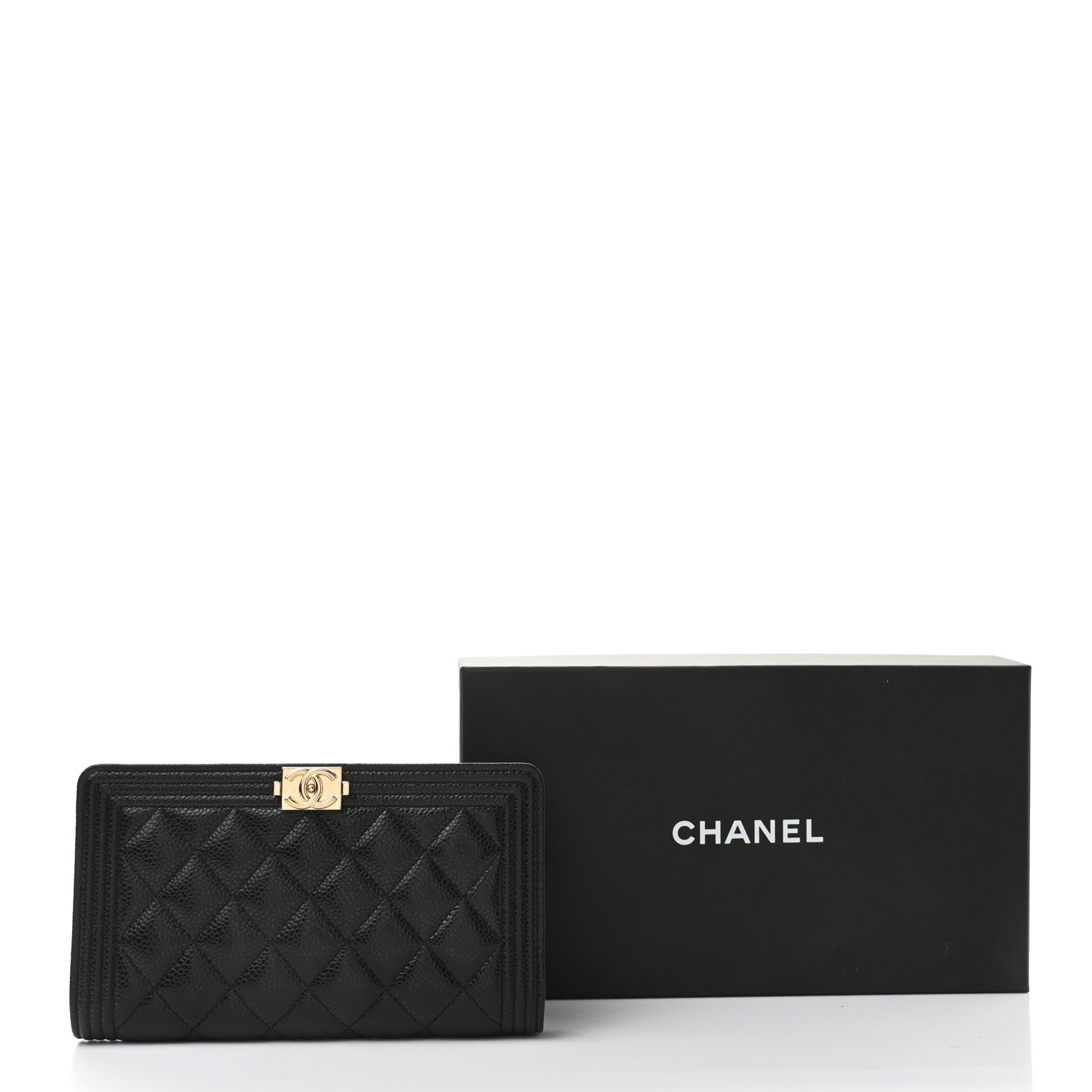 Chanel Caviar Quilted Boy Yen Wallet Black 9 of 9