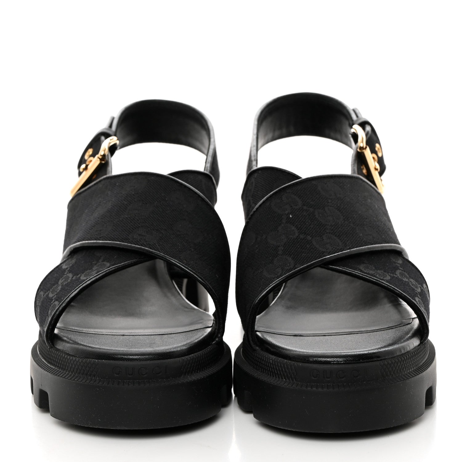 Gucci Monogram Granada Kid Trip 40/72mm Lug Sole Sandals 40 Black 2 of 9