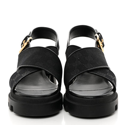 Gucci Monogram Granada Kid Trip 40/72mm Lug Sole Sandals 40 Black 2 of 9