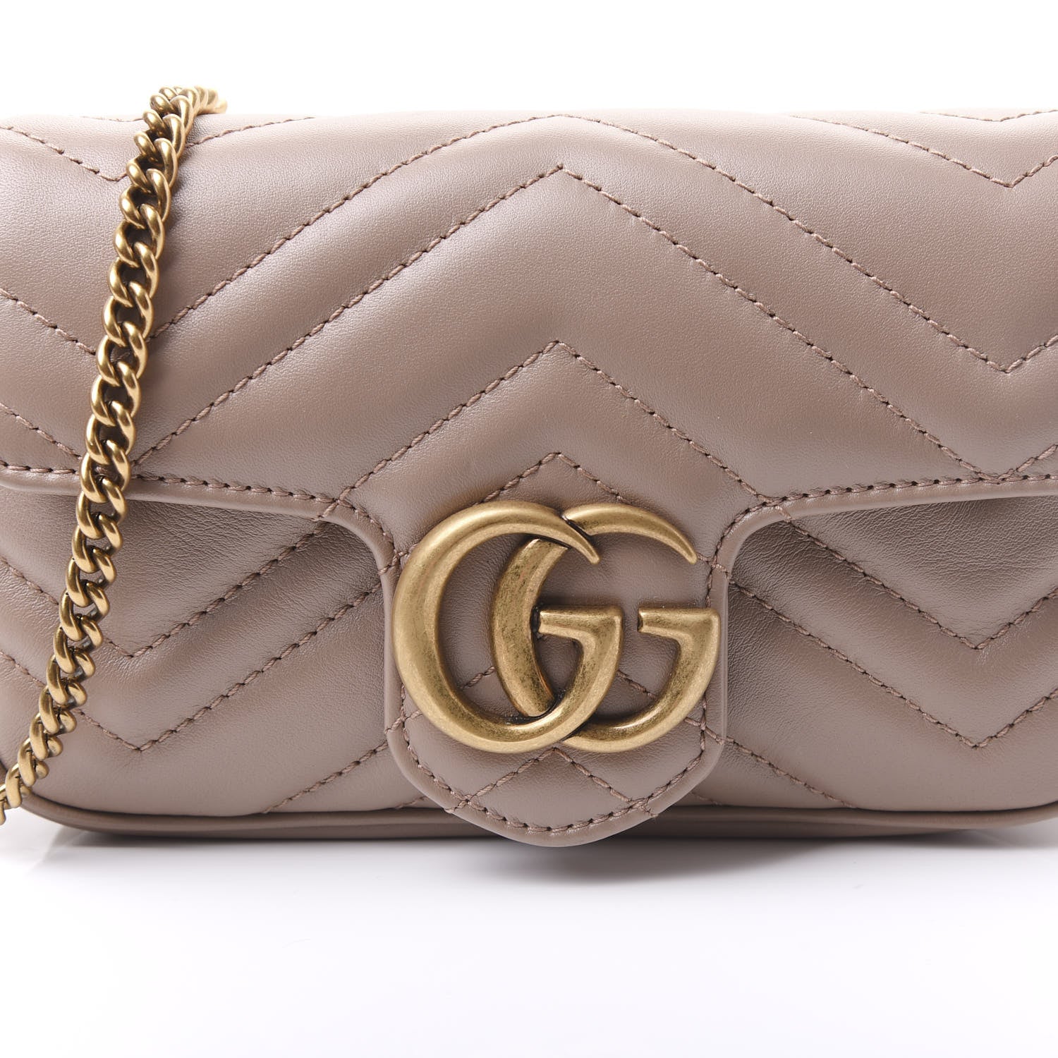 Gucci Calfskin Matelasse Super Mini GG Marmont Shoulder Bag Porcelain Rose 13 of 26
