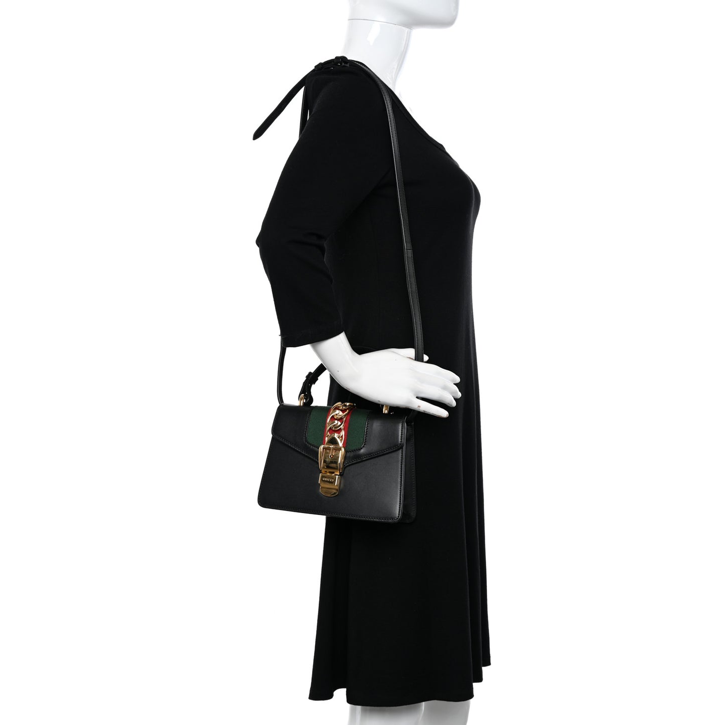 Calfskin Mini Sylvie Top Handle Bag Black