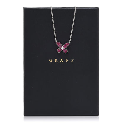 Graff 18K White Gold Diamond Ruby Butterfly Pendant Necklace 7 of 7