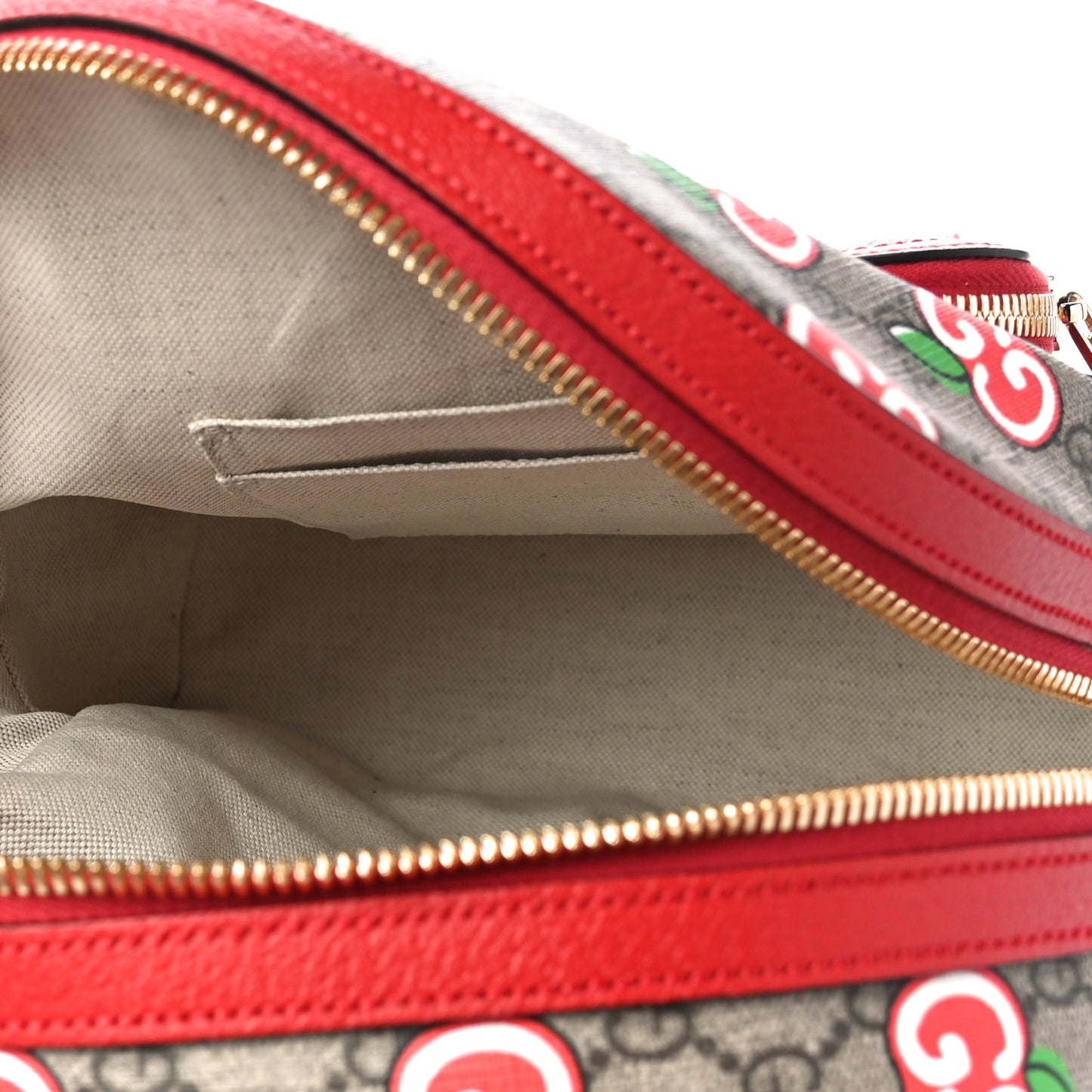 GG Supreme Monogram Apple Small Retro Interlocking G Day Backpack Beige Multicolor Lobster Red