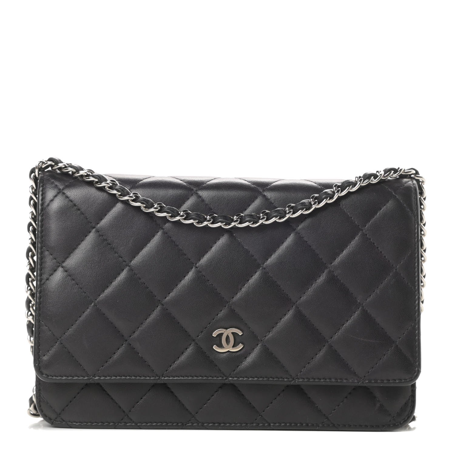 Chanel Lambskin Quilted Wallet On Chain WOC Black 1 of 14