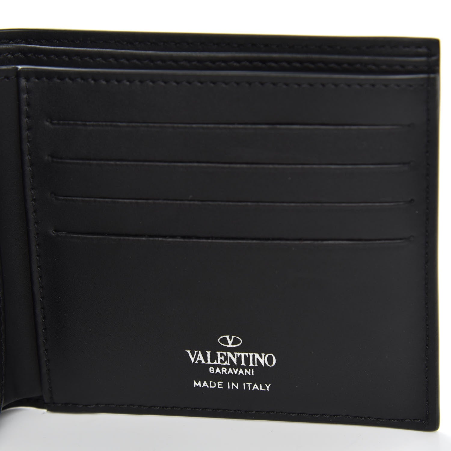 Valentino Garavani Vitello Mens VLTN Bi-Fold Wallet Black Green 6 of 6