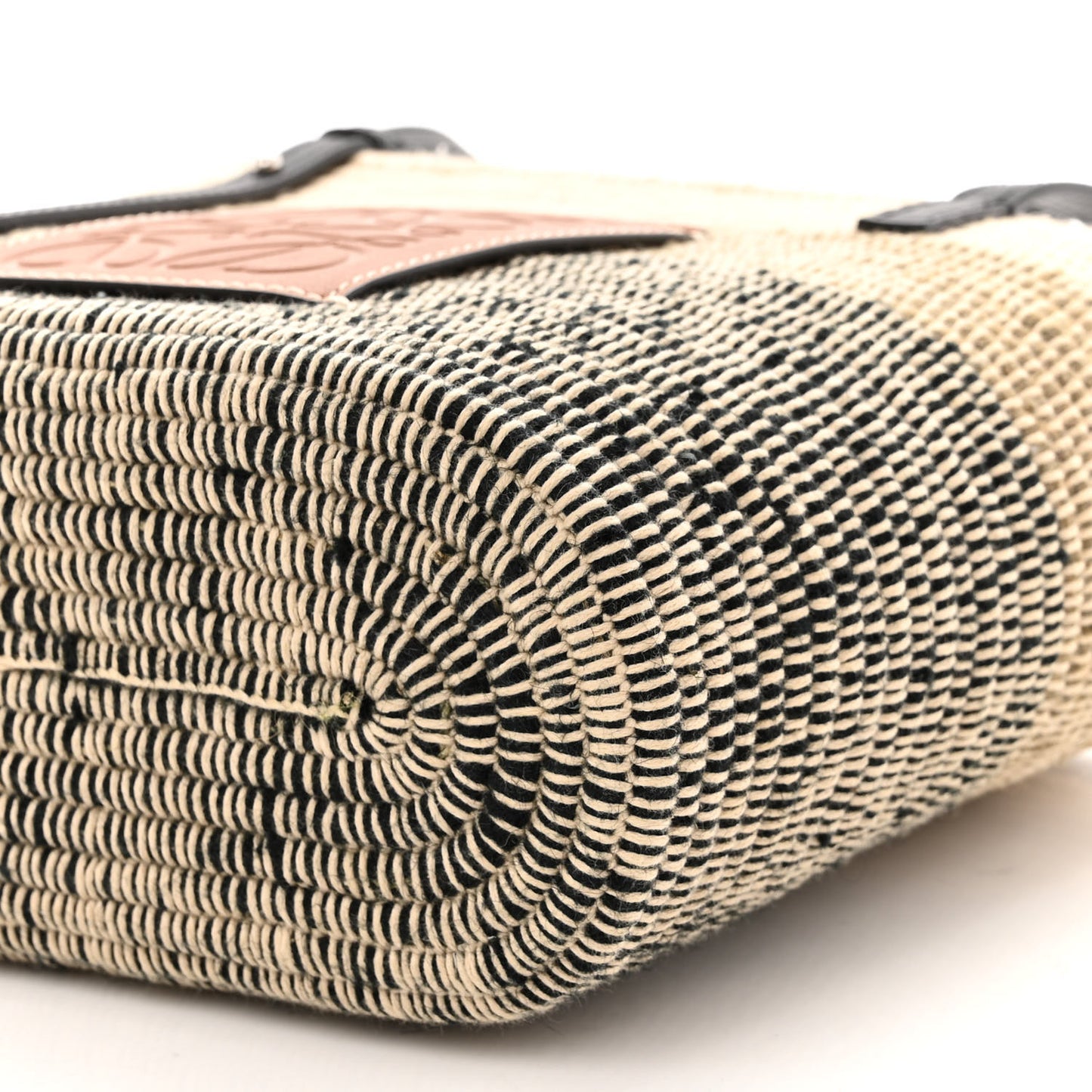 Raffia Square Small Basket Tote Bag Ombre Black