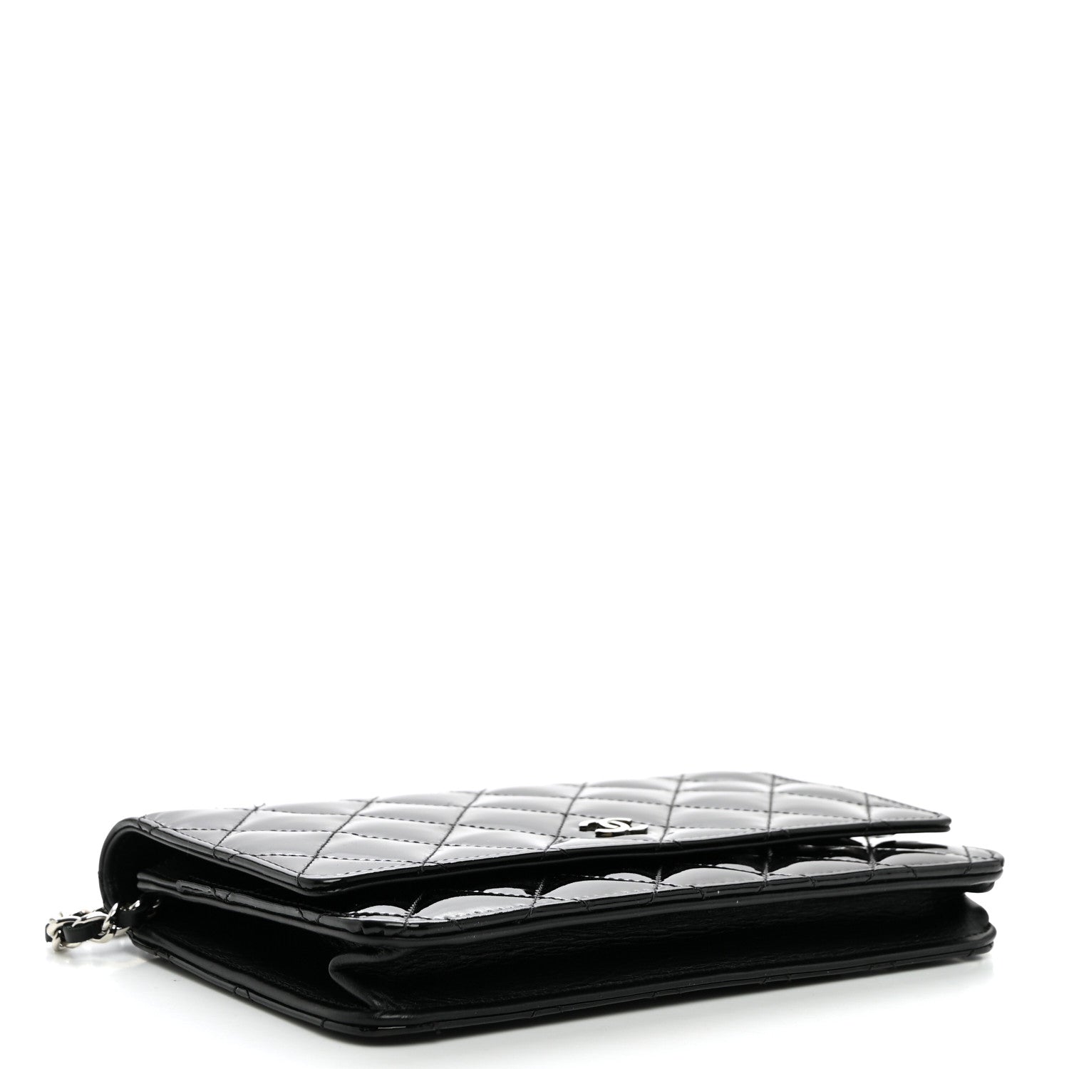 Chanel Patent Quilted Wallet On Chain WOC Black 4 of 11