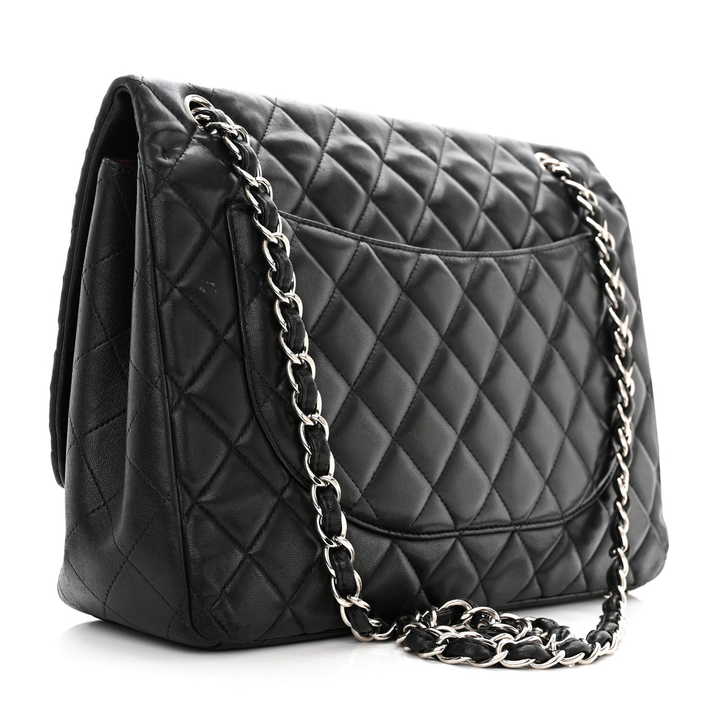 Lambskin Quilted Maxi Single Flap Black
