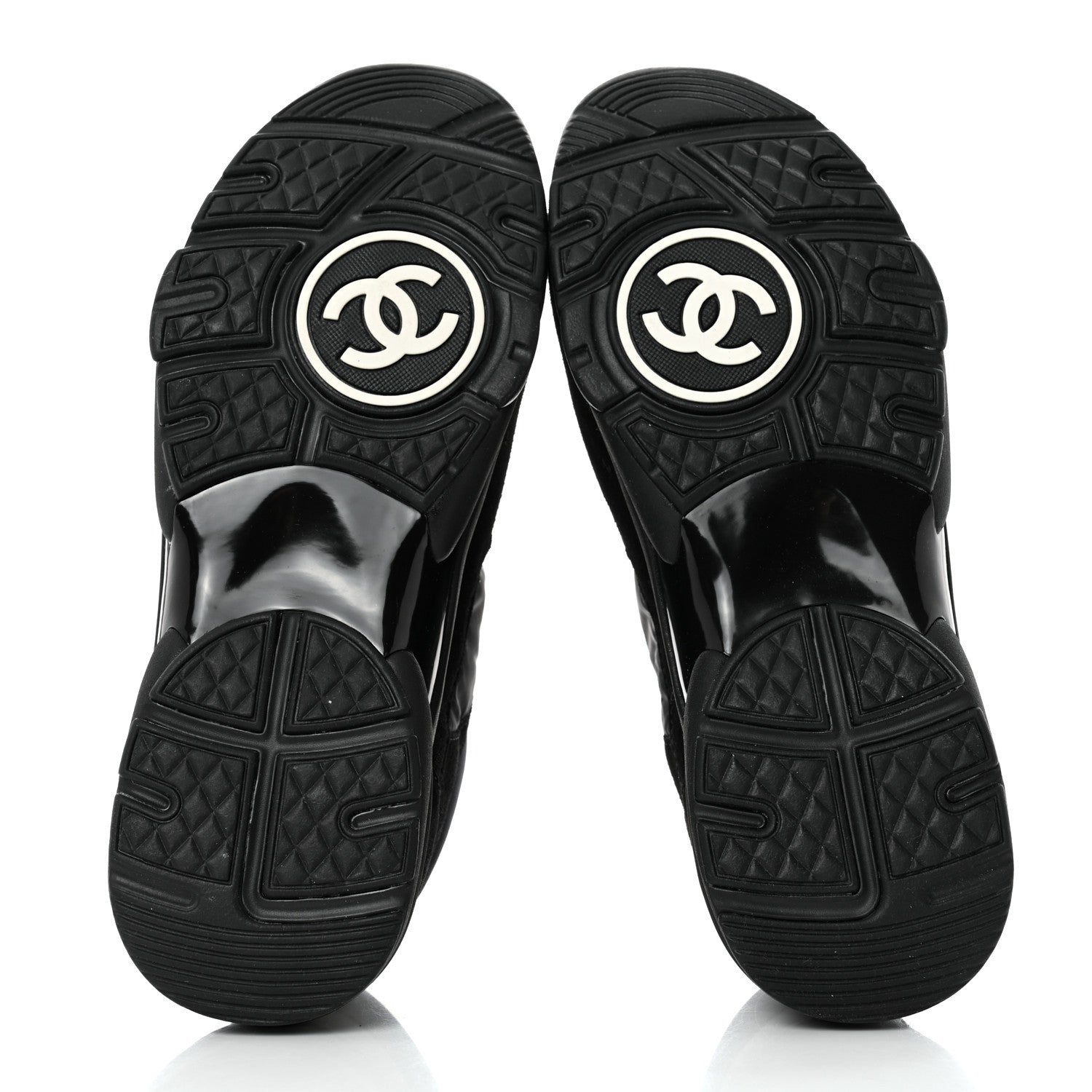 Chanel Fabric Calfskin Suede CC Sneakers 39.5 Black 5 of 9