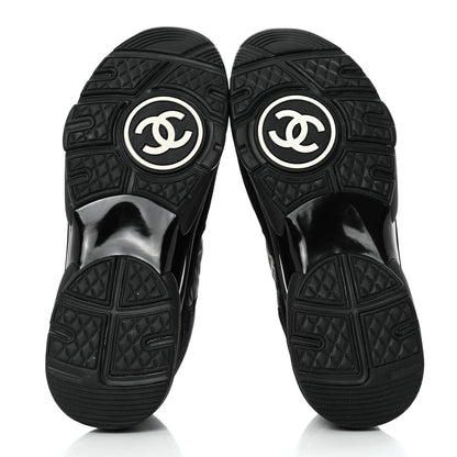 Chanel Fabric Calfskin Suede CC Sneakers 39.5 Black 5 of 9
