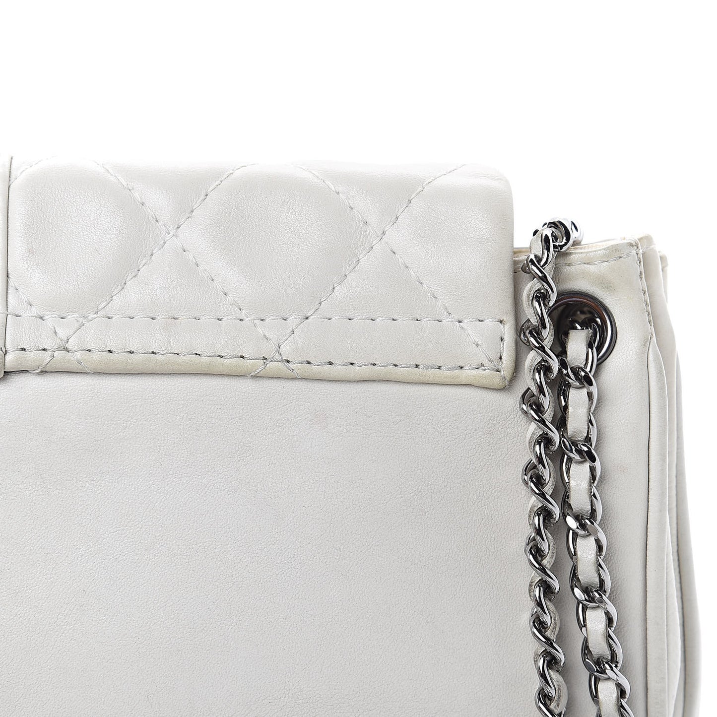 Lambskin Quilted Accordion Mademoiselle Flap White