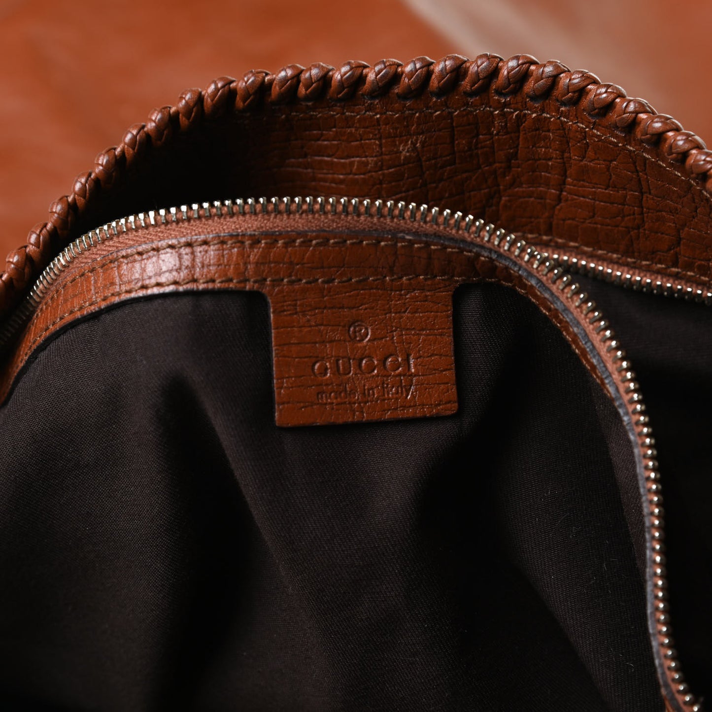 Calfskin Large Horsebit Chain Hobo Brown