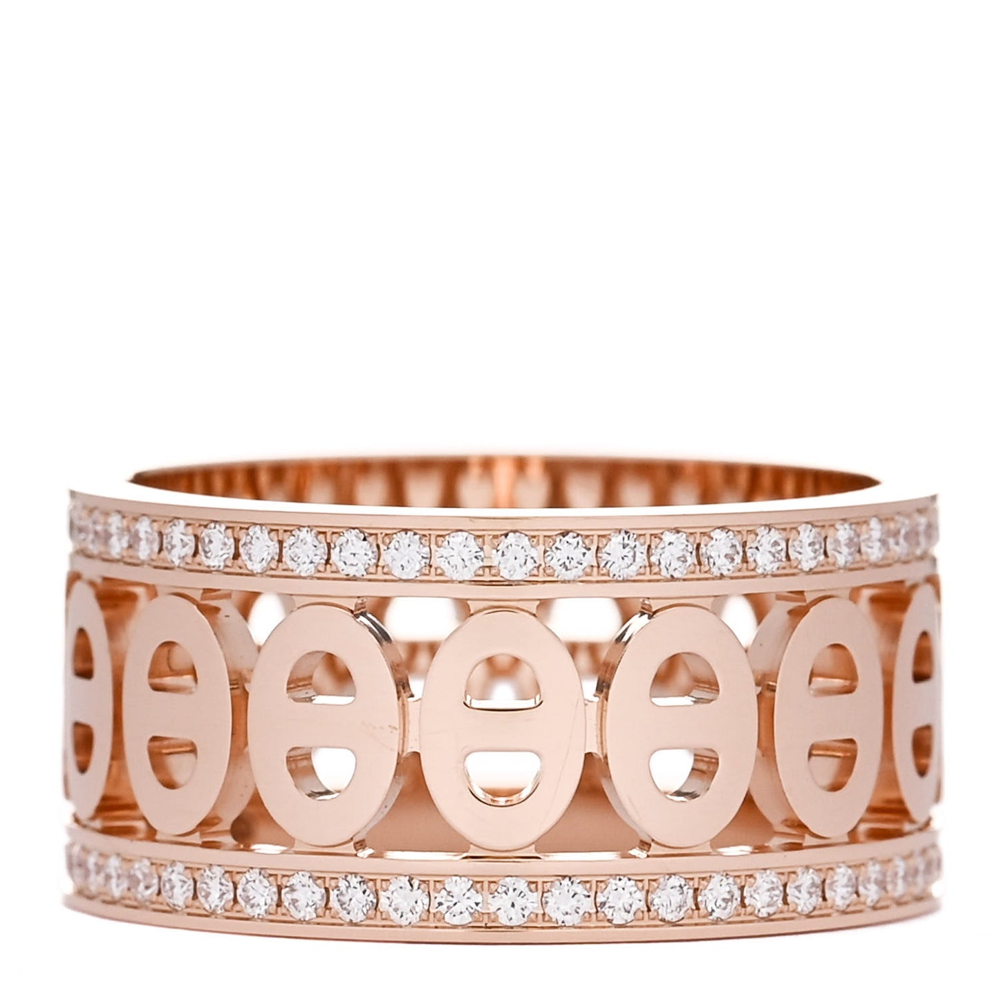 18K Rose Gold Diamond PM Chaine d'Ancre Divine Ring 51 5.75