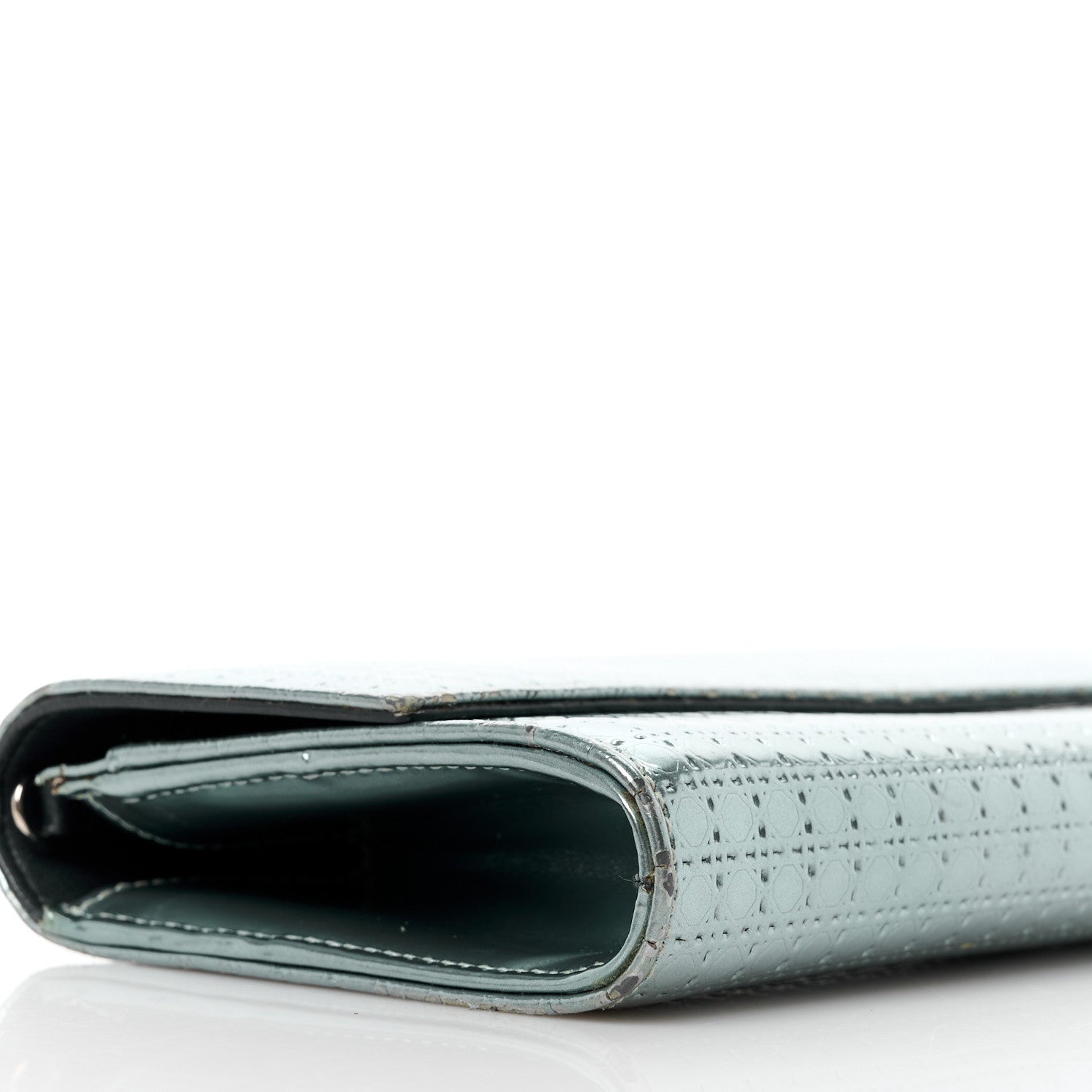 Christian Dior Metallic Calfskin Micro-Cannage Lady Dior Croisiere Chain Wallet Blue 9 of 10