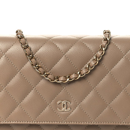 Chanel Caviar Quilted Wallet on Chain WOC Dark Beige 9 of 12