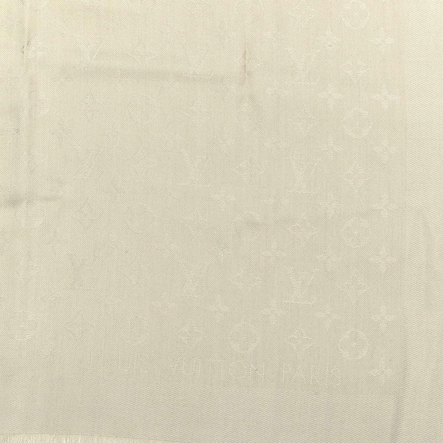 Silk Wool Monogram Shine Shawl Beige