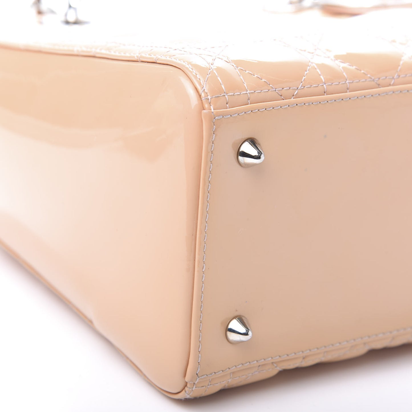 Patent Cannage Medium Lady Dior Beige