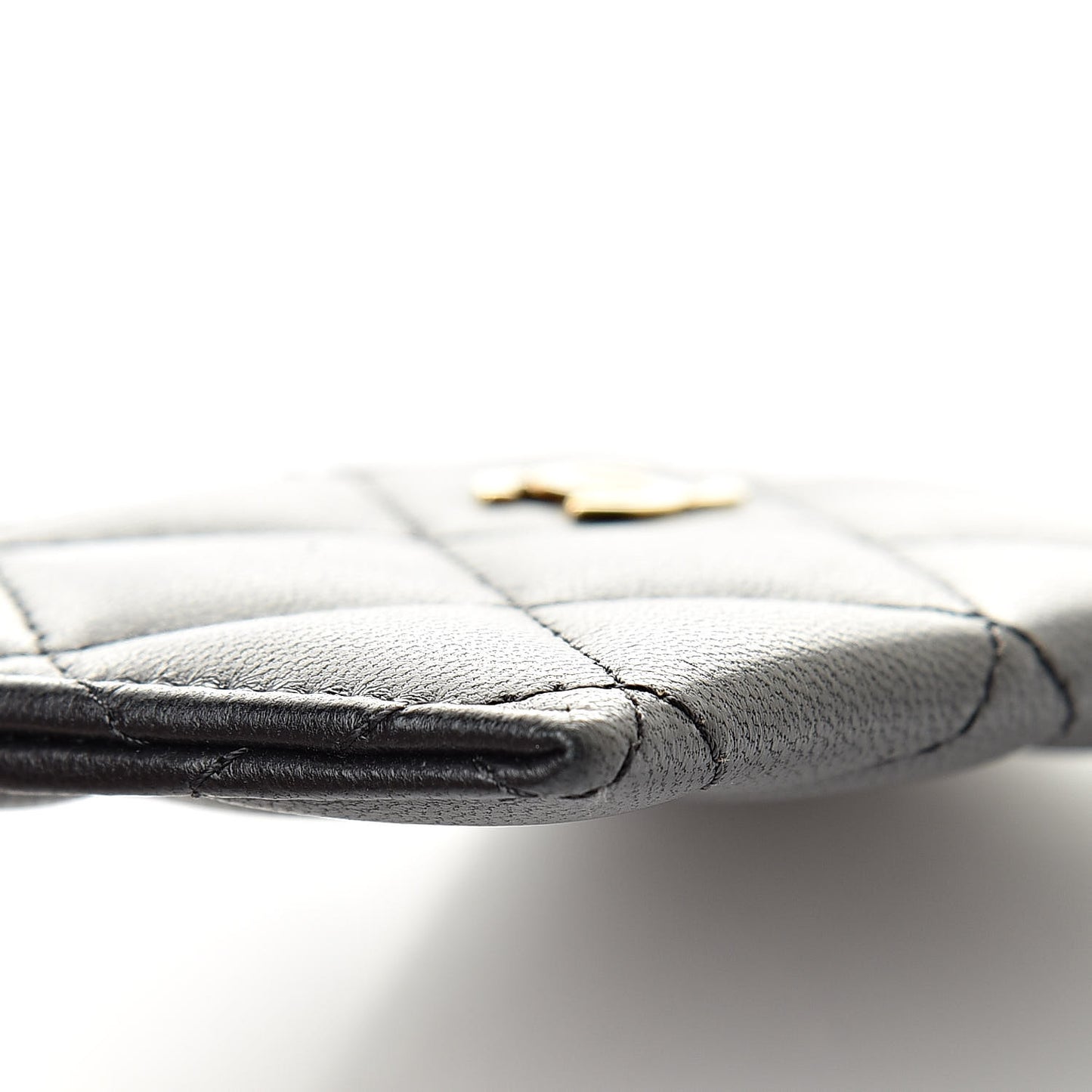 Lambskin Quilted Card Holder Black