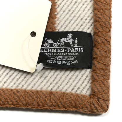 Hermes Wool Cashmere Avalon Blanket Ecru Camel 3 of 3