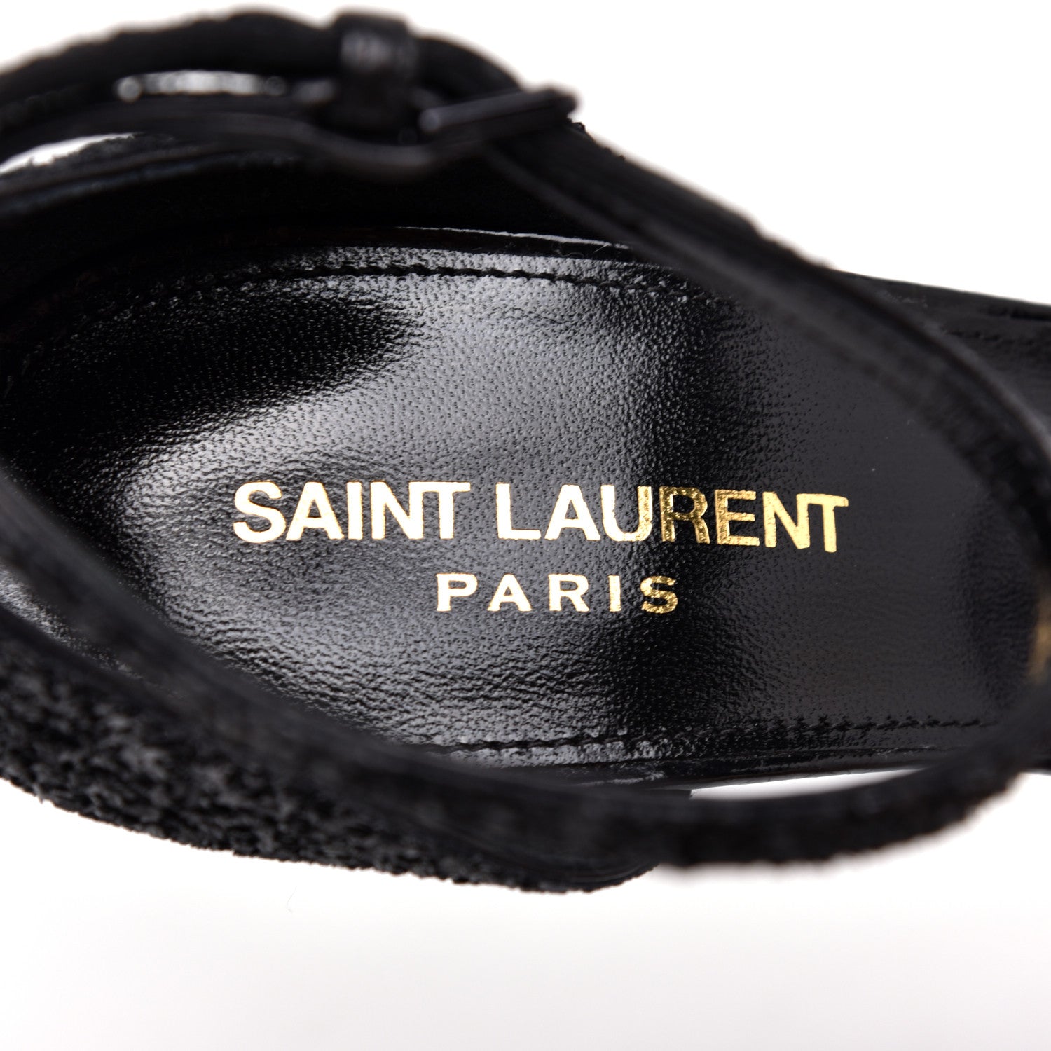 Saint Laurent Glitter Opyum Sandals 38.5 Black 7 of 7