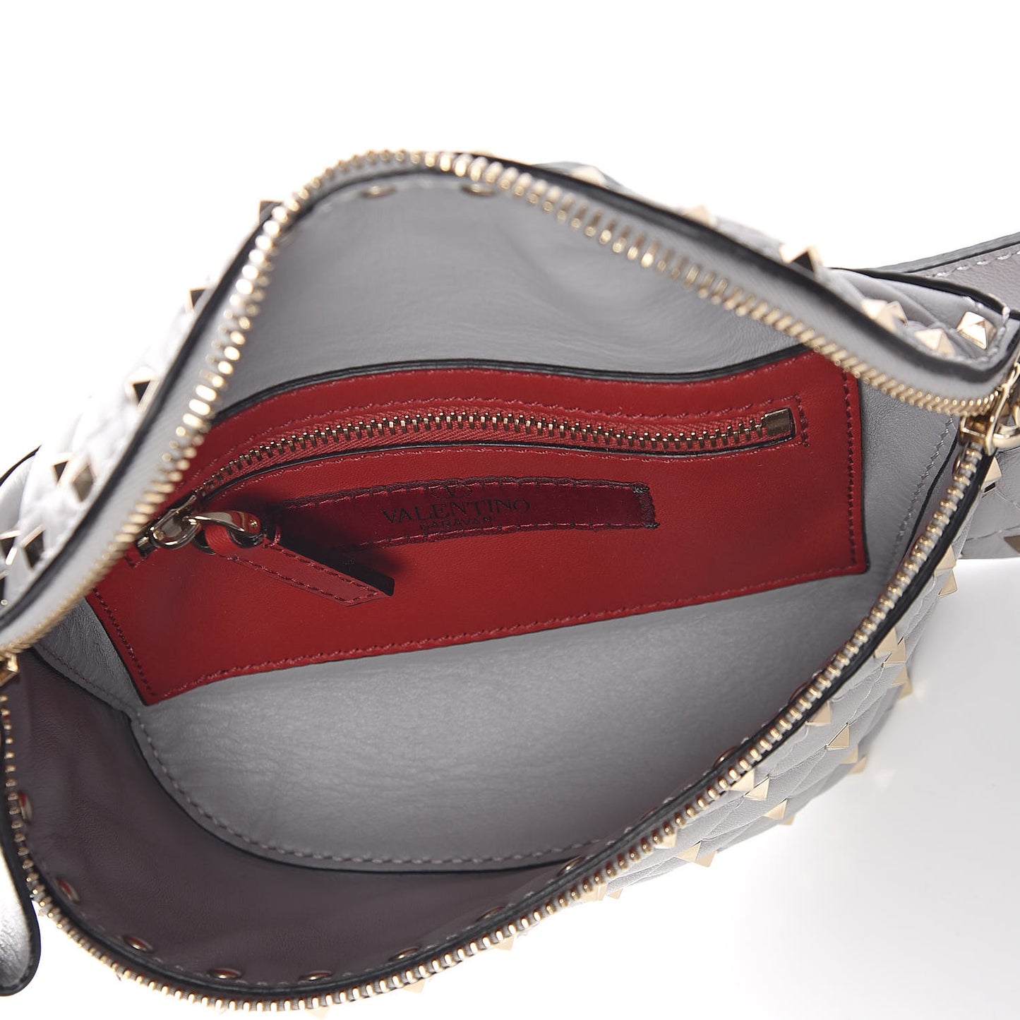 Nappa Rockstud Spike Belt Bag 85 Pastel Grey