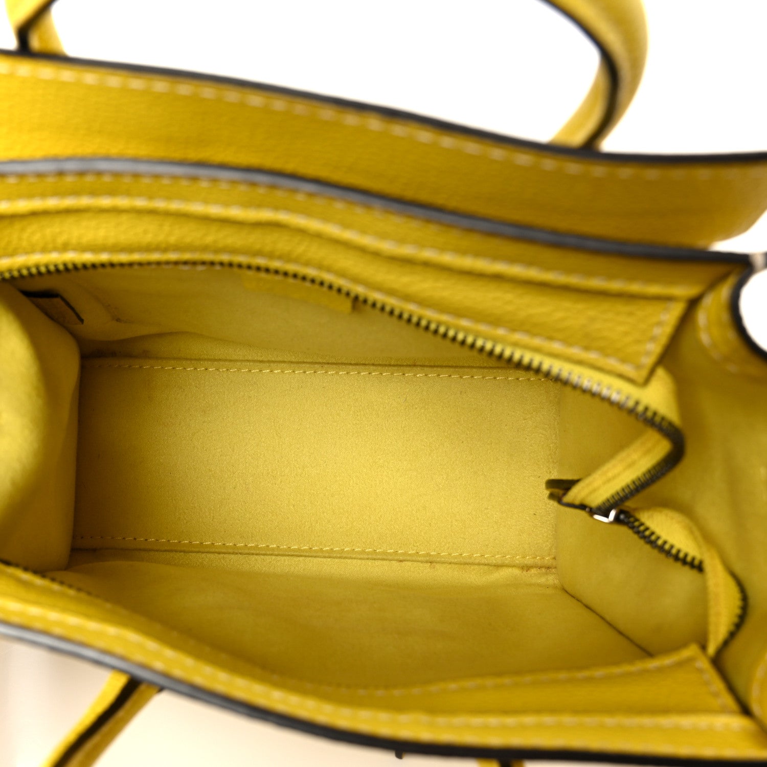 Celine Drummed Calfskin Nano Luggage Citron 5 of 11