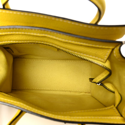 Celine Drummed Calfskin Nano Luggage Citron 5 of 11