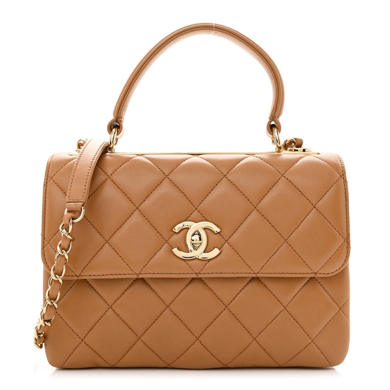 Chanel Lambskin Quilted Small Trendy CC Flap Dual Handle Bag Camel 1 of 11