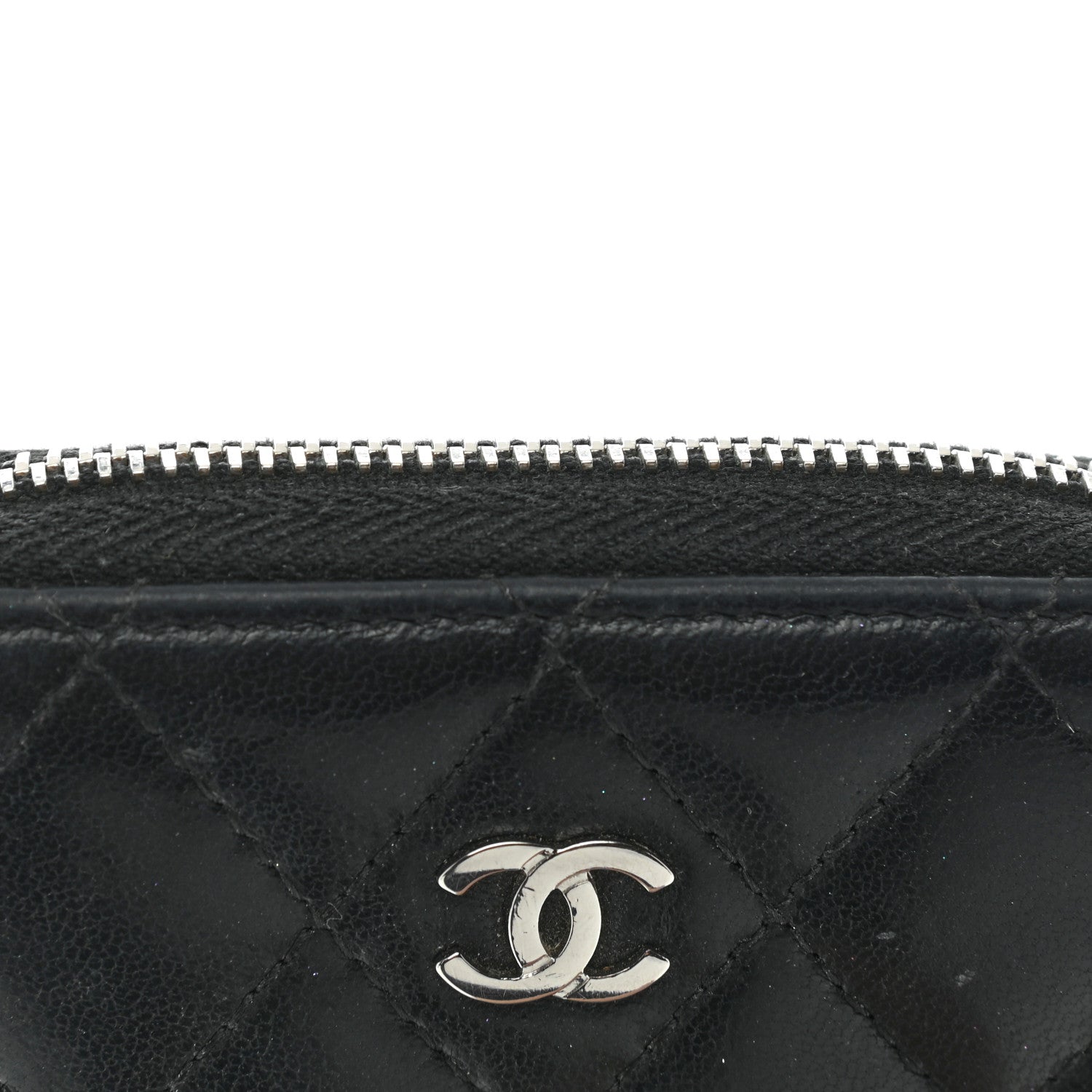 Chanel Lambskin Quilted Zip Coin Purse Black 12 of 12