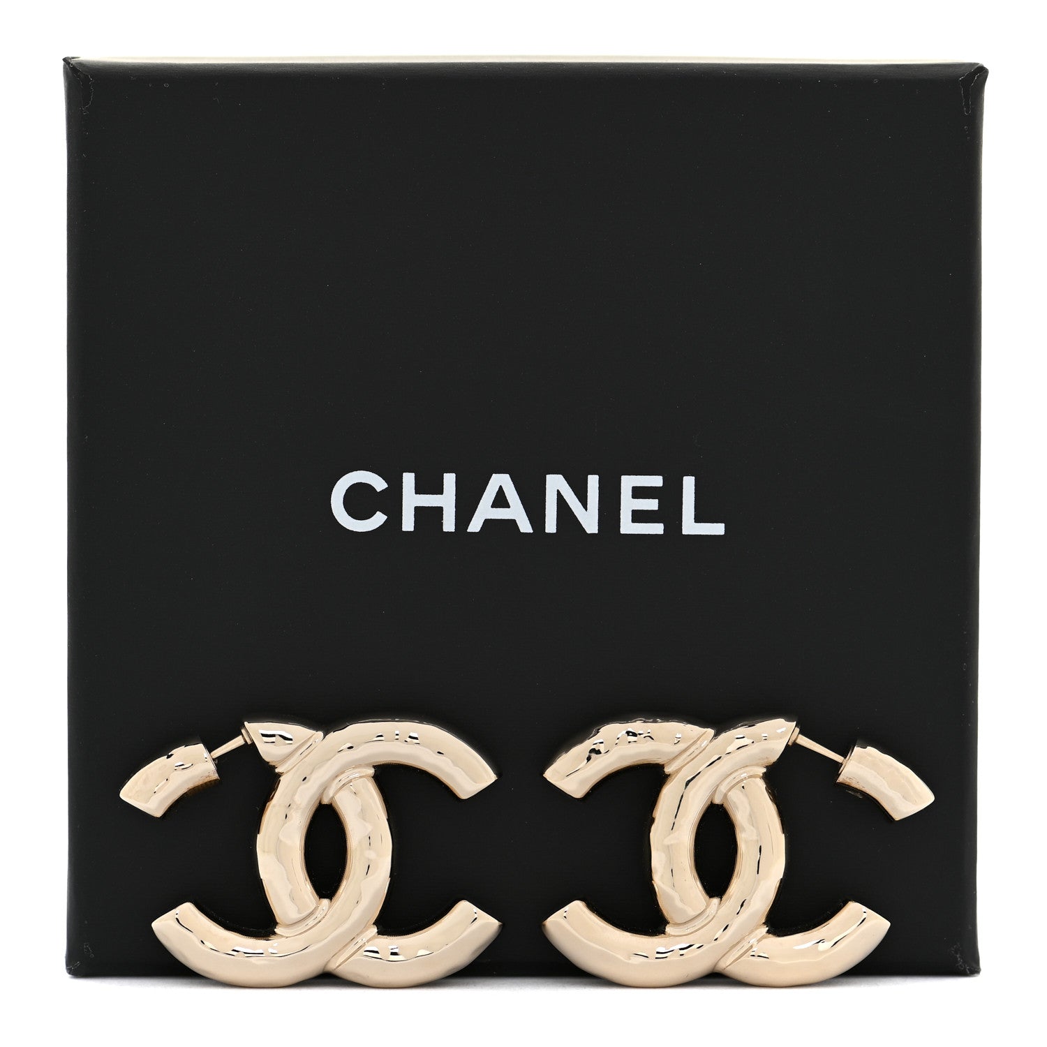 Chanel Metal Large CC Earrings Light Gold 5 of 5