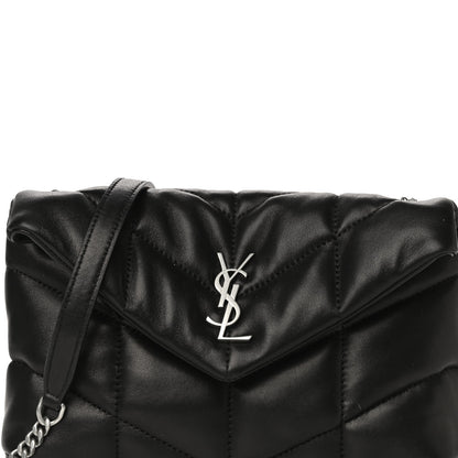 Saint Laurent Lambskin Quilted Toy Loulou Puffer Monogram Chain Satchel Black 8 of 11