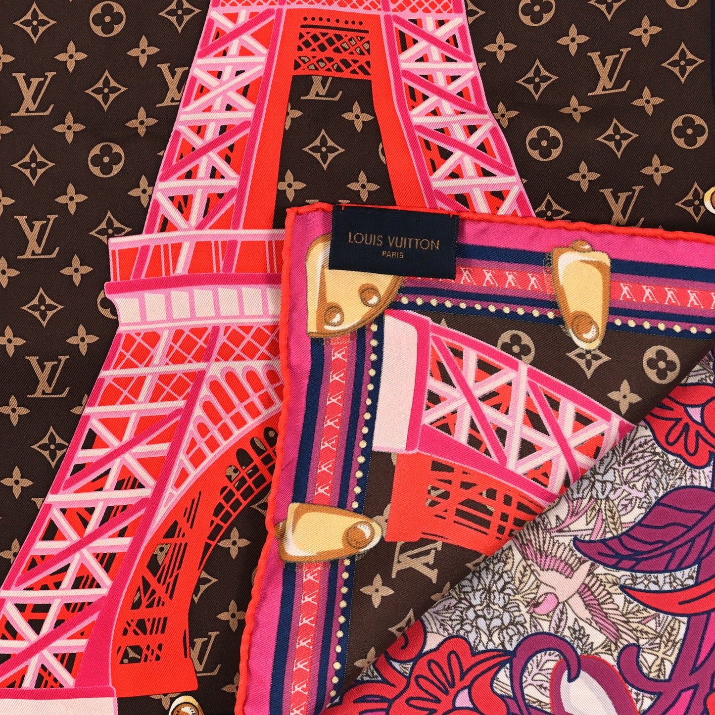 Silk Louis A Paris Square Scarf Fuchsia