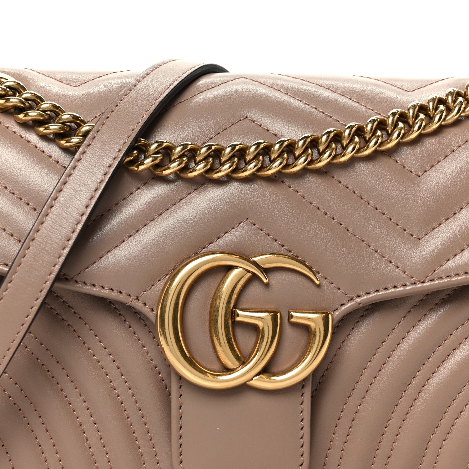 Gucci Calfskin Matelasse Small GG Marmont Shoulder Bag Porcelain Rose 9 of 11