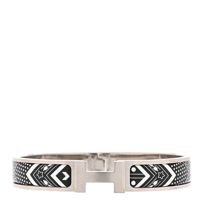 Hermes Bandana Enamel Narrow Clic Clac H Bracelet GM Black White 1 of 4